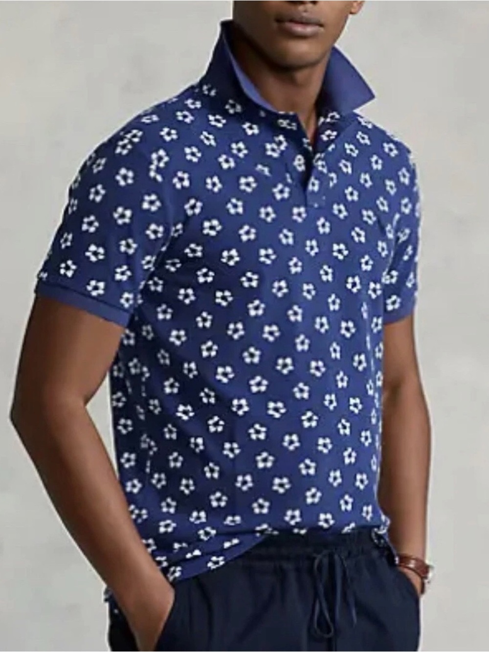 Ralph Lauren Blue Polo with White Floral Print